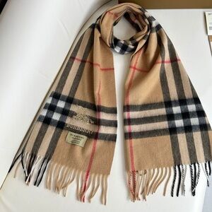 Burberry Men's Beige and Black Check Scarf